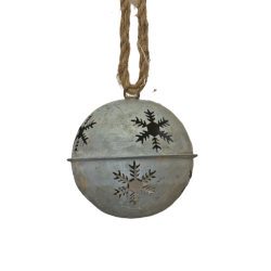 Zawieszka Bombka rustykalna metalowa Dzwonek M Srebrna